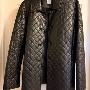 Chico's Black Quilted Leather Jacket